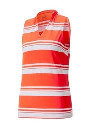 Harding Ladies Large Coral And White Sleeveless golf polo shirt NWT