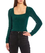 Green Square Neck Sweater