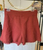 Nwt Sz M Rebecca Taylor HTC burnt orange knit high waist shorts