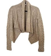 Vince Merino Wool Alpaca Draped Open Front Knit Crop Cardigan Sweater Small