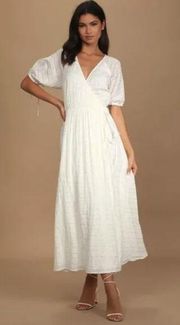 Lulus  Sunshine Bliss Puff Sleeve Wrap Maxi Dress Size XS White