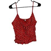 Patrons of Peace Red Printed Sleeveless Tie Knot Neck Blouse Size M