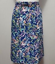 Talbots blue floral pull on a-line skirt size 16