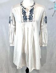 White embroidered peasant style boho beach dress size small