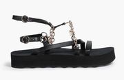 Chain-trimmed Leather Platform Sandals