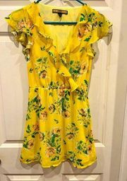 Prince & Fox Yellow Floral Chiffon Dress size XS