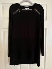 black sweater tunic top size M