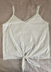 Livi By  White Tank Top With Flower Pattern And A Knot