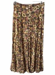 Vintage 90's  Button Front Floral Maxi Skirt Boho Cottagecore Size XS