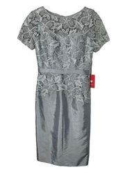 JJ's House Silver Satin & Lace Sheath Dress Women's Size 2 New