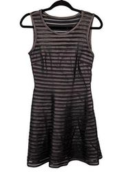 PARKER Women's Black Leather Stripe Mesh Sleeveless Fitted Mini Dress Size XS