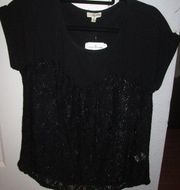 NWT Lily Rose Black Lace Top - Sz Med.