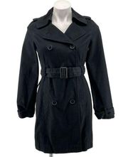 Old Navy Women’s Black Double Breasted Belted Cotton Shell Trench Coat XS