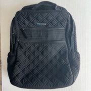 Tech Backpack in Black quilted cotton tech pocket
