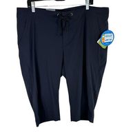 Columbia NWT Black Nylon Capri Pants Water Stain Resistant UPF 50 Plus Size 18W