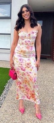 'Josefina' Ivory pink Floral Maxi Dress NWOT size S