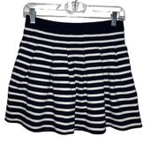 Gap Women's Skater Mini Short Navy Blue White Striped Pleated Skirt Schoolgirl