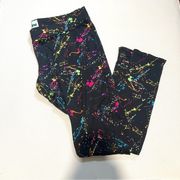 Tipsy Elves Black Colorful Pink Blue Green Paint Splatter Leggings Size XXL