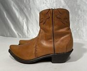 Tan Leather Shorty Western Cowgirl Boots Women’s Size 7 M