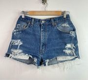 Levi’s Vintage  505 Petros Redone Distressed Ripped High Rise jean shorts women 29