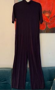 Eileen Fisher Navy Blue Petite S Small PS SP Jersey Knit Wide Leg Jumpsuit Pants