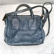 Botkier Vintage Blue Leather Shoulder Tore Handbag Purse