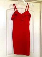- Beautiful Red Double Strap Cocktail Dress with Ruffled Neckline! ♥️♥️