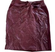 Melissa McCarthy Seven7 Skirt Womens 1X Plus Size Red Faux Leather Lined Career