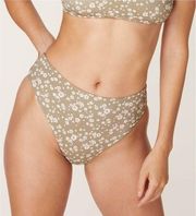 Andie Swim The Bikini Bottom Olive Green Ditsy Floral Large New AB364