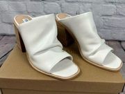 Steve Madden Women’s Cru City Sandals Mules White Leather Slip-On 5.5 NEW
