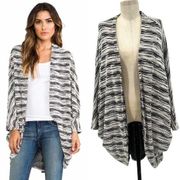 Michael Lauren Easton Slub Draped Cardigan Sweater Shrug Gray Black One Size