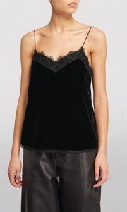 All Saints Velvet Sigrod Noa Black Lace Trim Camisole Top Size 2