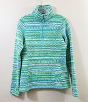 Spyder  Striped Knit Fleece Green/Blue/Gray 1/4 Quarter-zip Jacket