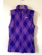 Nike Plaid Diamond Golf Puffer Sport Vest Purple Size XS