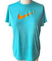 Nike  Dri-Fit Teal & Orange Running Workout Activewear Tee Shirt Top ~ Women's XL