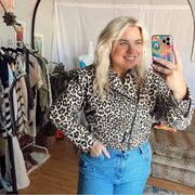 vintage cropped leopard moto jacket