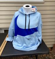 Nike Men's Therma Fit Big Swoosh Pullover Hoodie Size L Blue