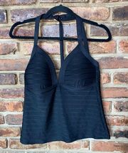 La Blanca Black Halter Tie Neck Tankini Swim Bathing Suit Top Women's Size 14