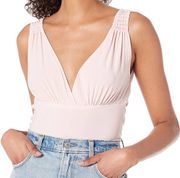 Norma Kamali Tara Sleeveless Shirred V-Neck Bodysuit Size in Pink Size XS NWT