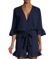 NWOT Trina Turk Tourist Ruffled Faux Wrap Romper Indigo Navy💙💙💙