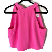 J.O.A. Revolve Cropped Hot Pink Open Back Halter Top Size Medium