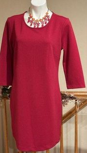 Simple Fuchsia Midi 3/4 Sleeves Geometric Pattern Embroide…