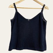 St. John Evening Collection Black Rhinestone Knit V-Neck Camisole Top