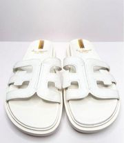 Sandals Valeri Slides Womens 8.5 Leather in White Open Toe