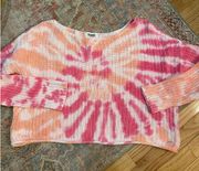 Victoria's Secret PINK Tie Dye Cropped Oversized Sweater Size M