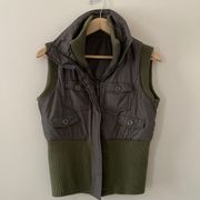 Gianni Bini Reversible Olive Green Two Tone Puffer Vest