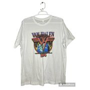 Bella Canvas Van Halen Tour Of The World 1984 Band Short Sleeve White T-Shirt Size L