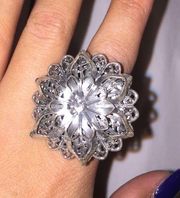 Silver Metal Flower Ring