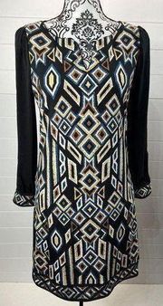 Laundry By Shelli Segal Dress Sz 2 Womens Aztec Print Embroidered Midi Shift NEW