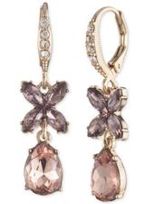 Givenchy Vintage Rose Crystal Drop Earrings in Gold-Tone MSRP $45 NWT